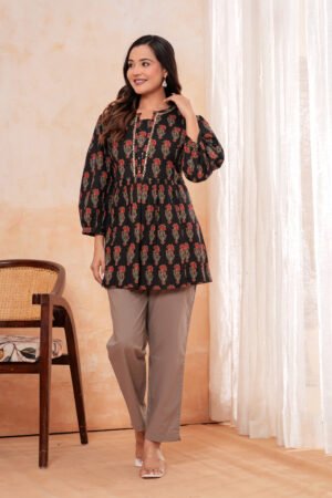 A-line short kurti with handwork