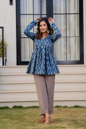 Alia top with churidar sleeves