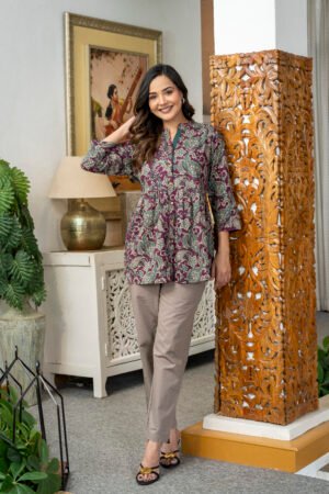 HIGH NECK PEPLUM SHIRT