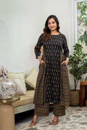 dual print aline kurti palazzo set